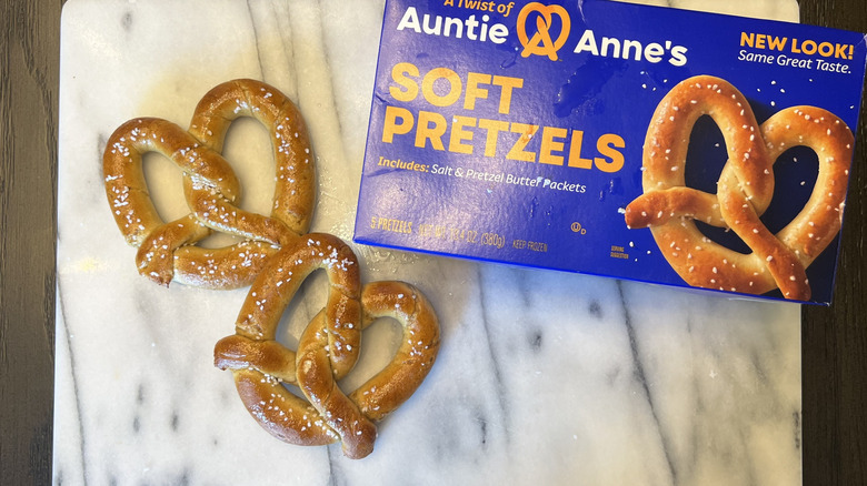 Auntie Anne's frozen soft pretzels with salt.
