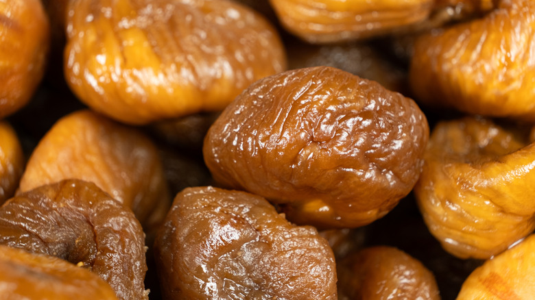 Close up of pile of dried figs