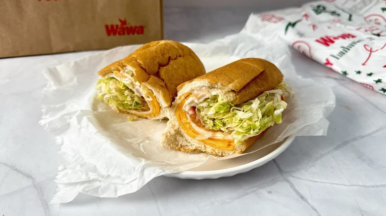 Wawa cheese hoagie on a plate