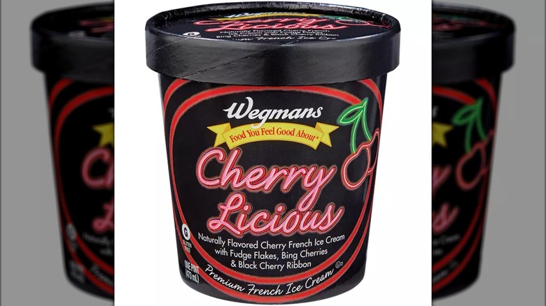 Carton of Cherry Licious ice cream with retro neon light themed packaging