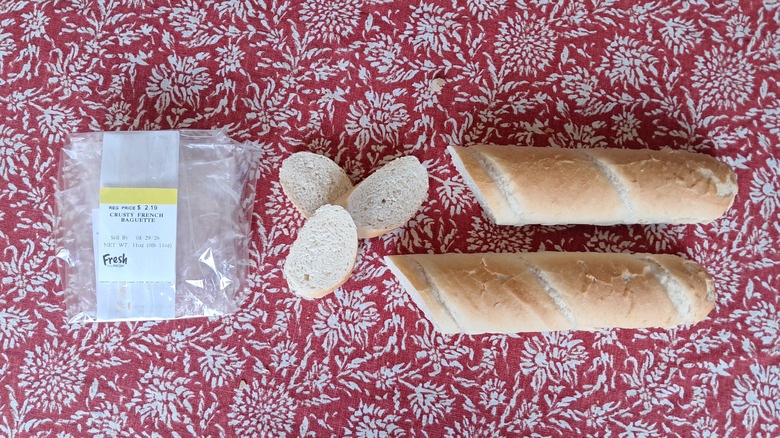 sliced baguette on table