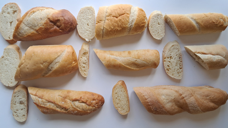 Cut loaves of bread