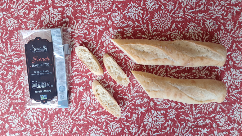sliced baguette on table
