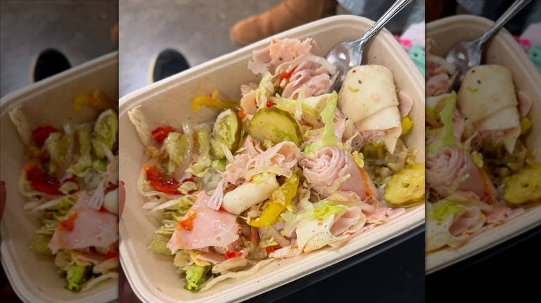 Jersey Mike's sub in a tub with fork