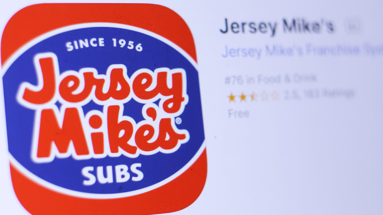 Jersey Mike's mobile app on screen