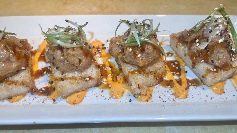 Spicy tuna close up on a plate