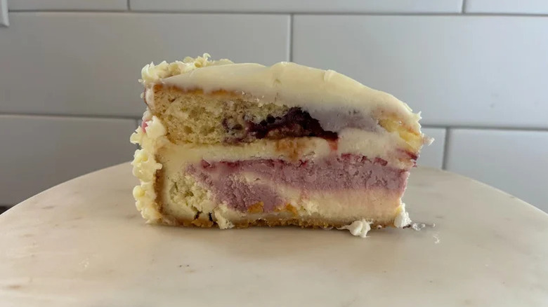 Slice of Triple Berry Bliss Cheesecake