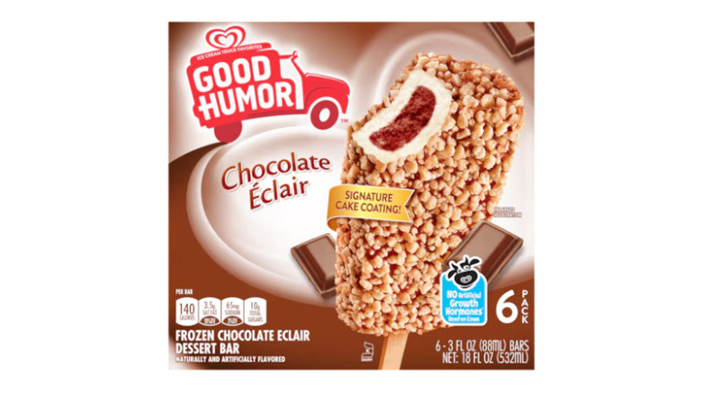 A box of Good Humor Chocolate Eclair against a white background