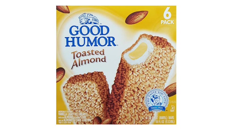 An image of the front of the box of Good Humor Toasted Almond against white background