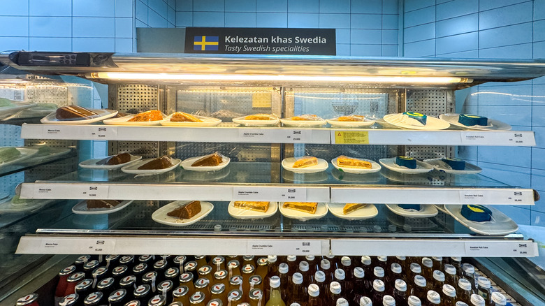 A view of a selection of sweet treats at Ikea that can be picked up alongside drinks below them