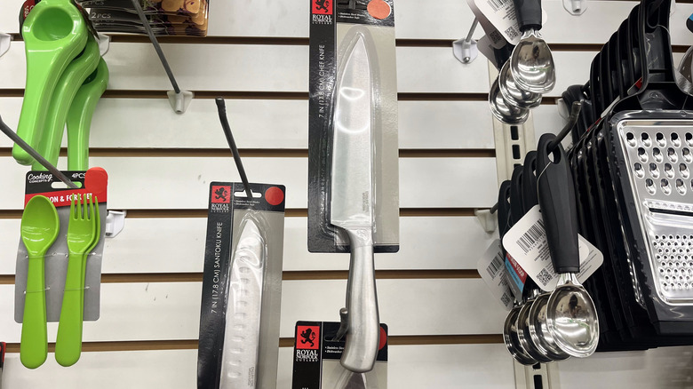 Stainless steel knife in packaging at Dollar Tree