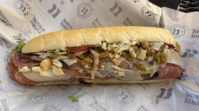 Jimmy John's J.J. Gargantuan on paper wrapper
