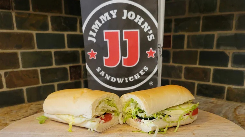 The Veggie from Jimmy John's in front of bag