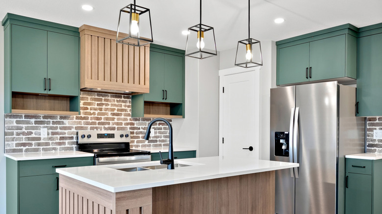Kitchen with painted cabinets