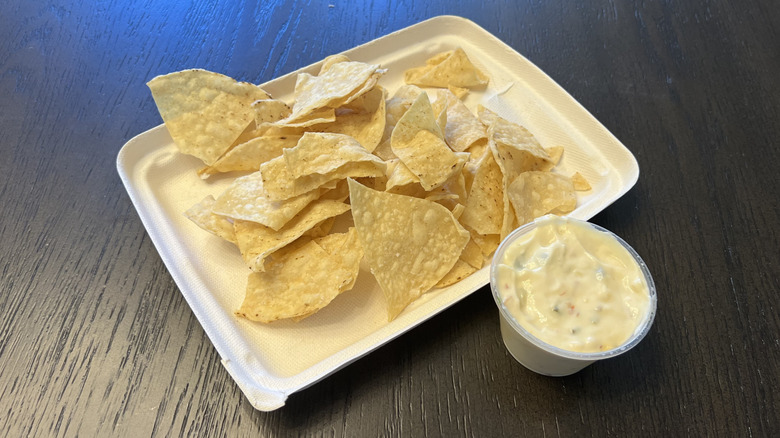 Chipotle chips and queso dip.