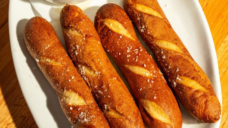 Close-up of pretezel sticks