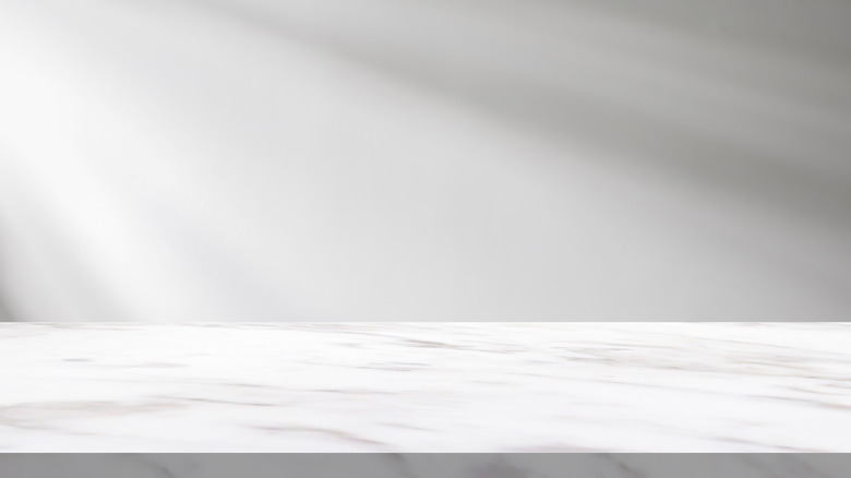 Marble countertop in white kitchen