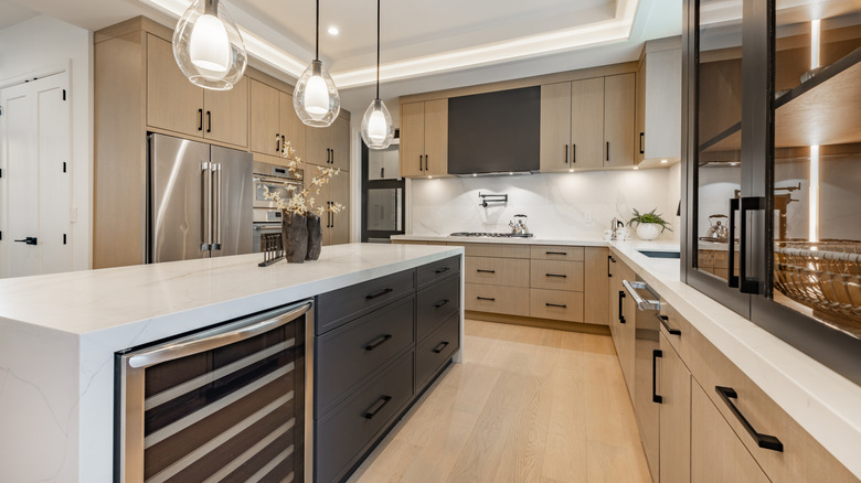 Modern kitchen with marble countertops