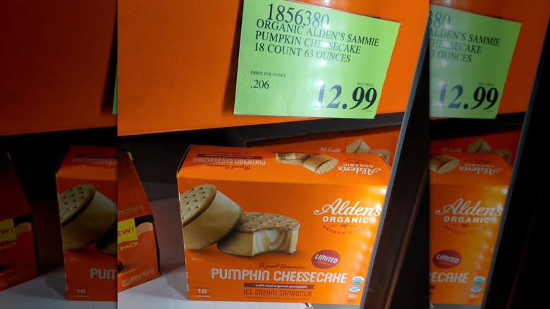 Box of Alden's Organic Pumpkin Cheesecake Sandwiches at Costco