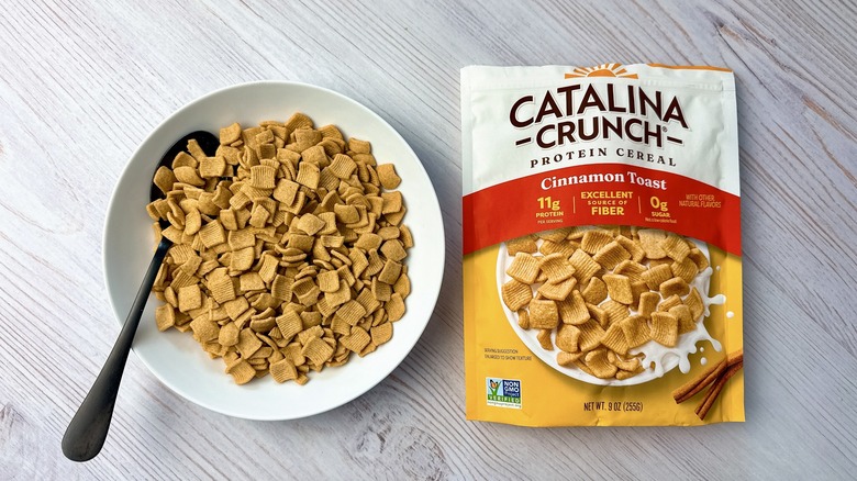 package of Catalina crunch and bowl of cereal