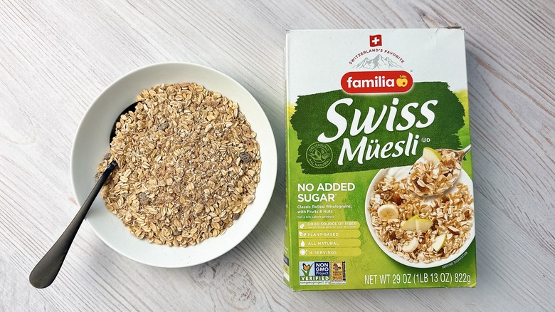 Familia Swiss muesli box and bowl of cereal