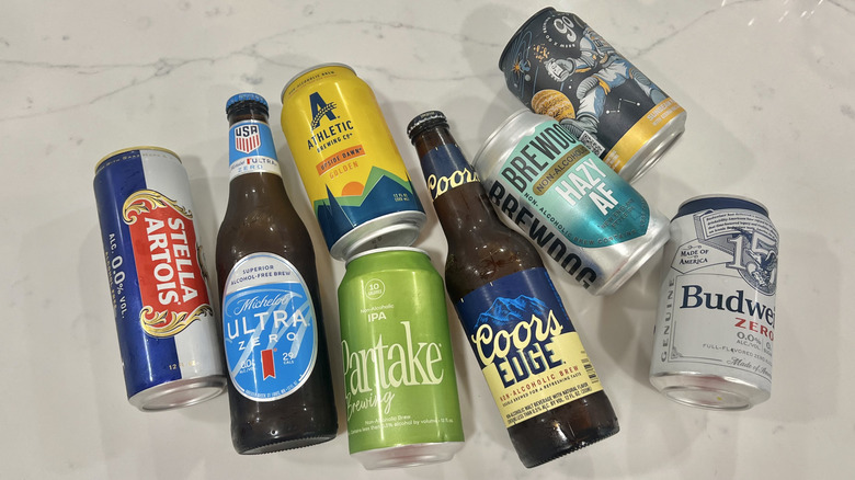 8 different no alcohol low-calorie beers.