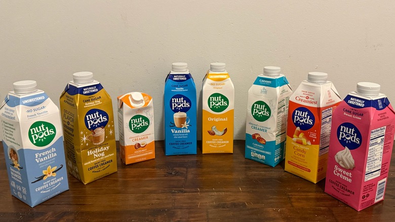 multiple flavors of Nutpods creamer on table