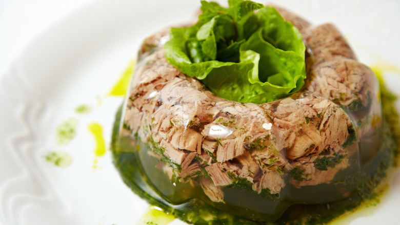 jello pork salad on plate