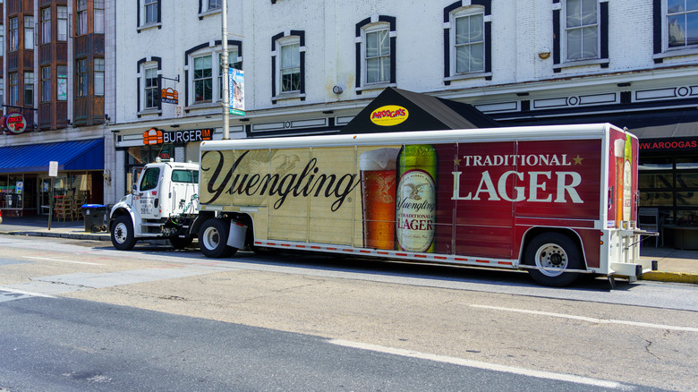 Yuengling Brewery delivery truck parked along Second Street in the downtown part of the city.
