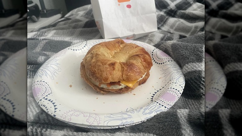 Bacon, egg, and cheese croissant from Dunkin'