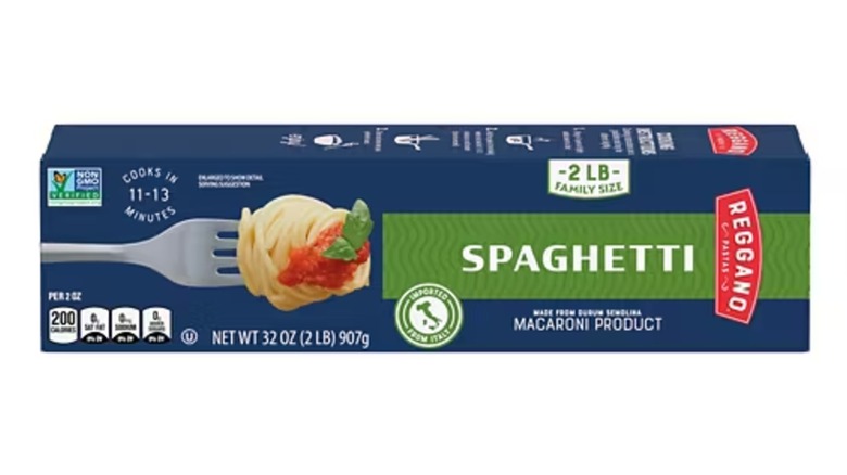 Reggano Pasta spaghetti on white background