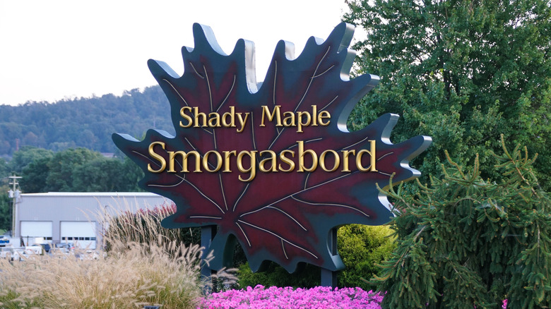 The sign outside shady maple smorgasbord