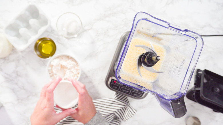 Pancake batter in a jug blender