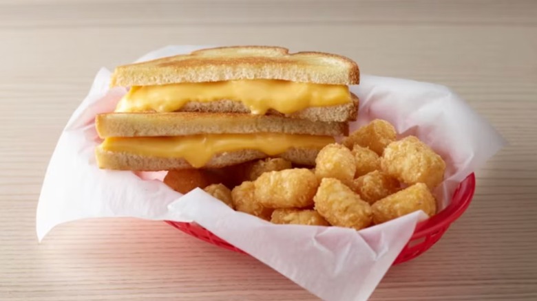 Huddle House grilled cheese with tater tots