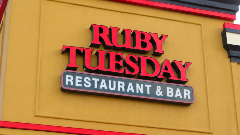 Ruby Tuesday sign on yellow building
