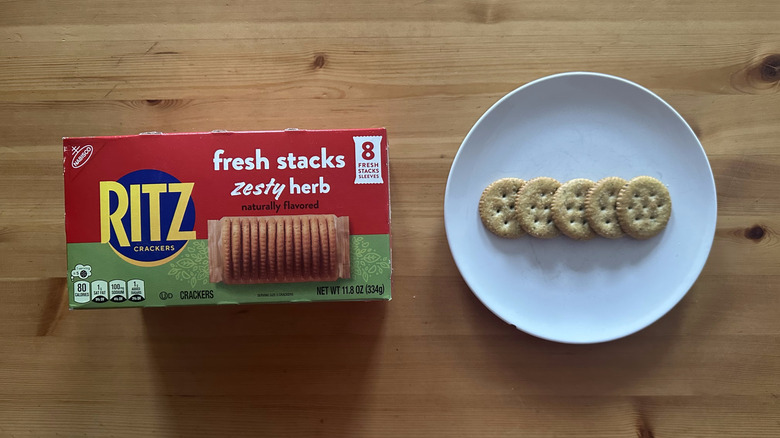 Zesty Herb Ritz crackers on white plate