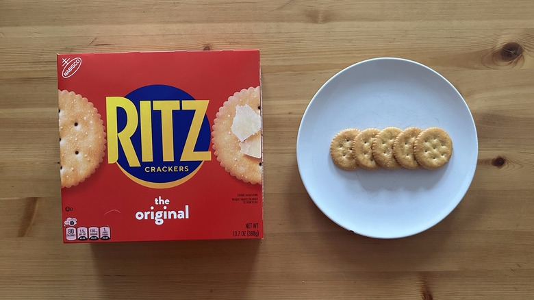 Original Ritz crackers on white plate