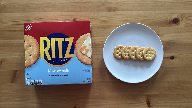 Hint of Salt Ritz crackers on white plate