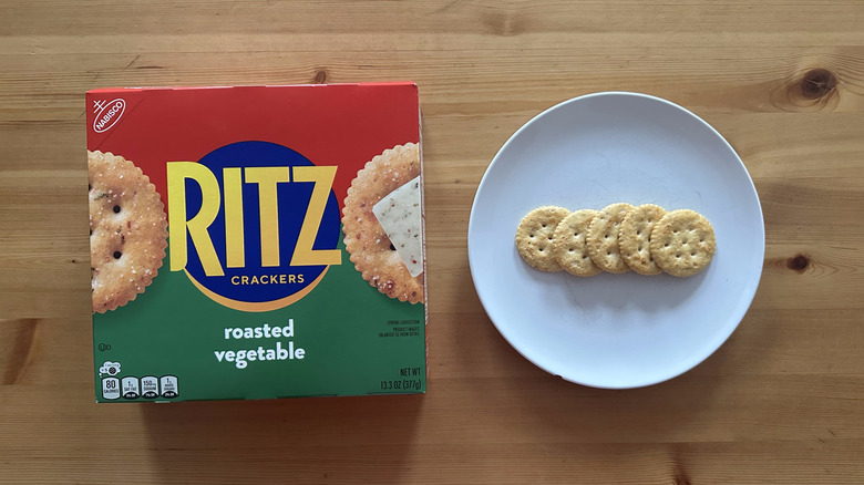 Roasted Vegetable Ritz on white plate