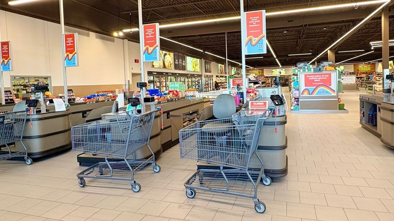 Aldi checkouts with empty carts