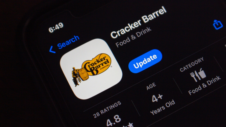 Cracker Barrel app icon on phone