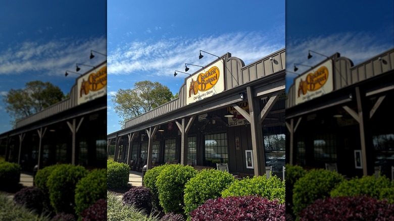Cracker Barrel restaurant against blue sky