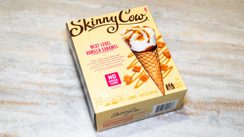 Skinny Cow ice cream box on a countertop