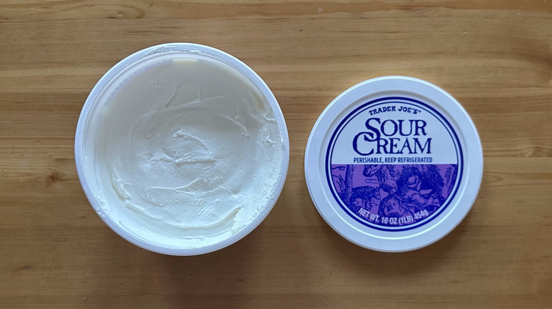 Trader Joe's Sour Cream on wooden table
