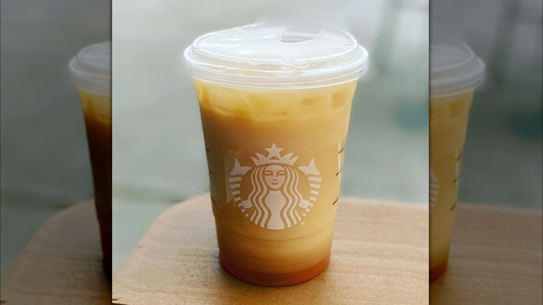 Starbucks Iced London Fog Latte on table