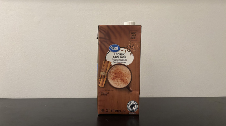 walmart great value chai container on table