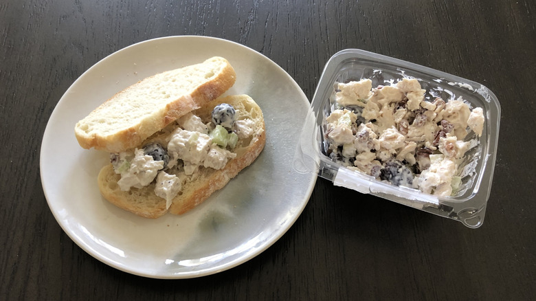 Whole Foods Sonoma chicken salad on a sandwich on a plate