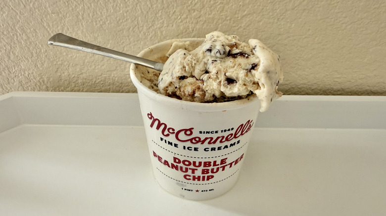 McConnell's Fine Ice Cream Double Peanut Butter Chip on a spoon