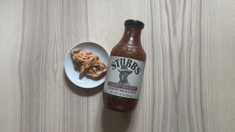 Stubb's Hickory Bourbon bbq sauce on table