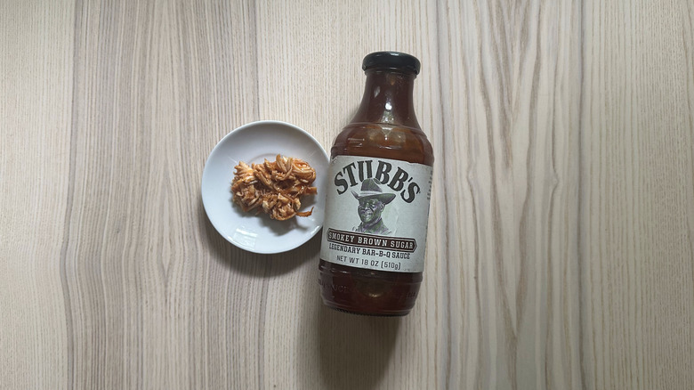 Stubb's Smokey Brown Sugar bbq sauce on table
